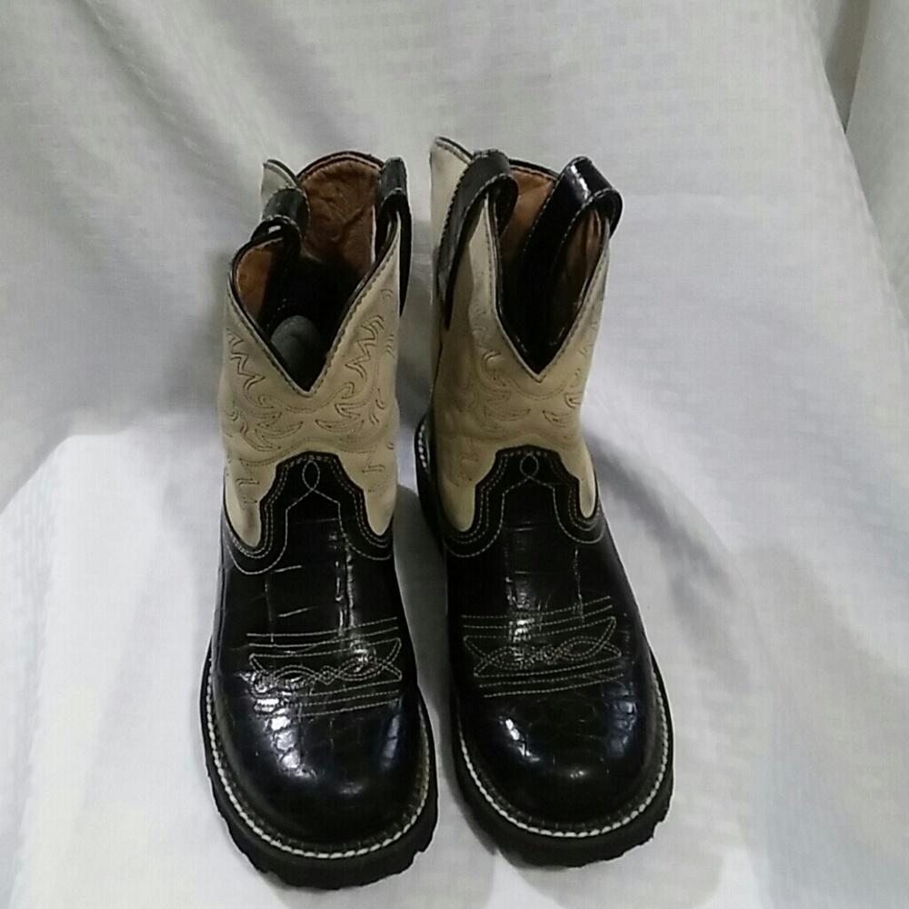 Ariat Fatbaby Womens 7B Black Bone Gator Boots